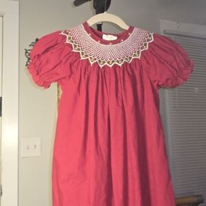 Elegant Red Kids Dress with Embroidered Collar